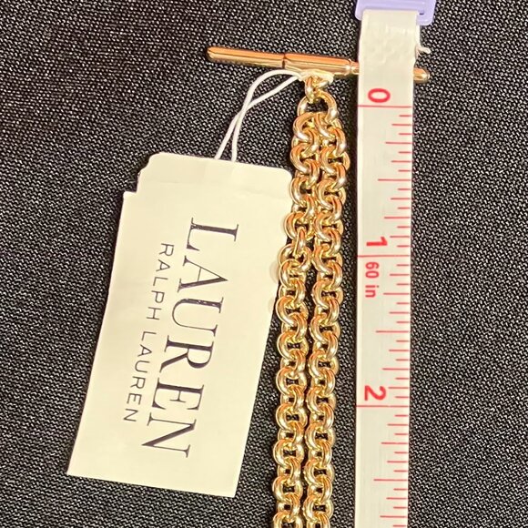 Ralph Lauren Gold Chain Bracelet with Initial and a Warm Brown Charm - Picture 7 of 8